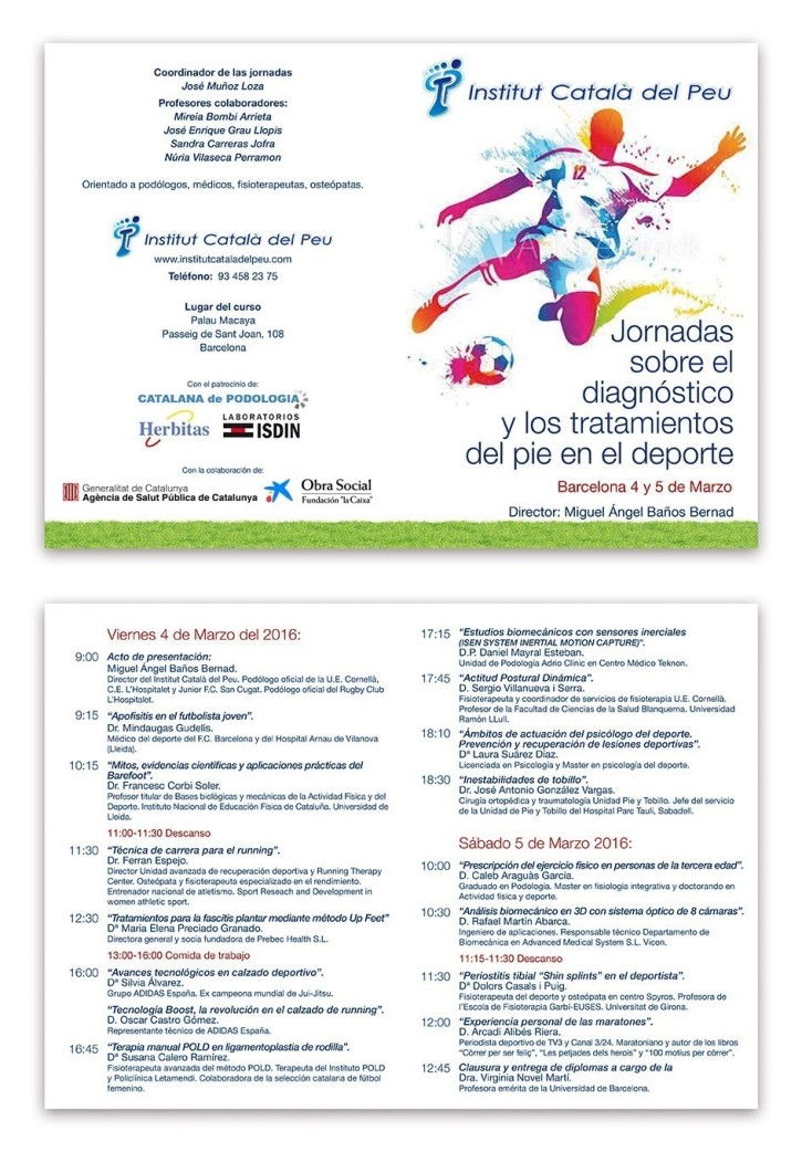 The Institut Català del Peu organizes the “Conference about the diagnosis and the treatments of the foot in sport” in Barcelona
