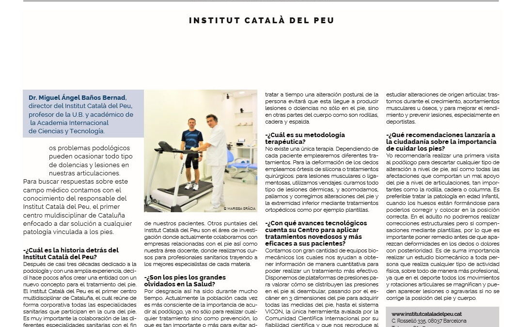 El Institut Català del Peu participa en el monográfico especial de “La Vanguardia” con motivo de “El Día Mundial de la Salud”