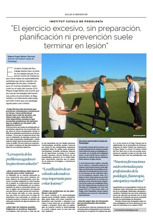 Entrevista en “La Vanguardia” a Miquel Àngel Baños Bernad sobre la podología en el deporte