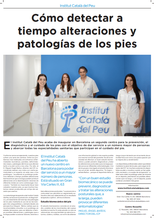 “LA VANGUARDIA” INTERVIEWS DOCTOR MIGUEL ANGEL BAÑOS BERNAD, BECAUSE OF THE OPENING OF A NEW HEAD OFFICE OF THE INSTITUT CATALÀ  DEL PEU.