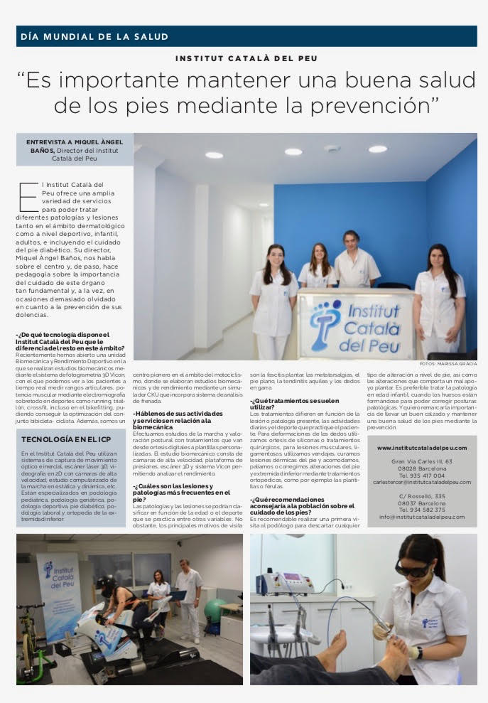 Entrevista en “La Vanguardia” a Miguel Angel Baños Bernad, director del Institut Català del Peu Entrevista en “La Vanguardia” a Miguel Angel Baños Bernad, director del Institut Català del Peu