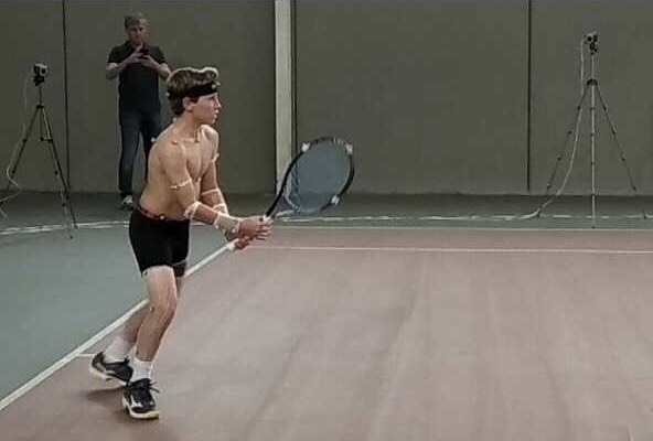 THE INSTITUT CATALÀ DEL PEU, OFFICIAL BIOMECHANICAL DEPARTMENT OF THE CATALAN TENNIS FEDERATION, CONDUCTS A BIOMECHANICAL ANALYSIS TO THE TENNIS PLAYER ROGER PASCUAL.