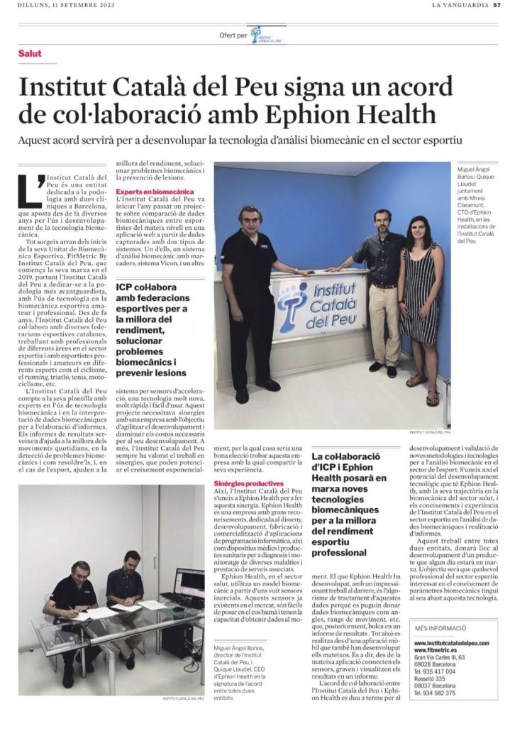 L'Institut Català del Peu  signa un acord  de col·laboració amb Ephion Health